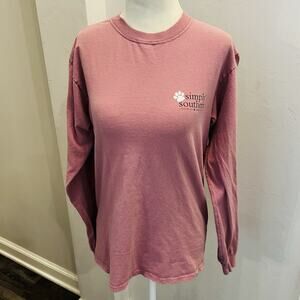 Simply Southern Shirt Women’s S “Dog Hair, Don’t Care” Long Sleeve Pink (A0131)